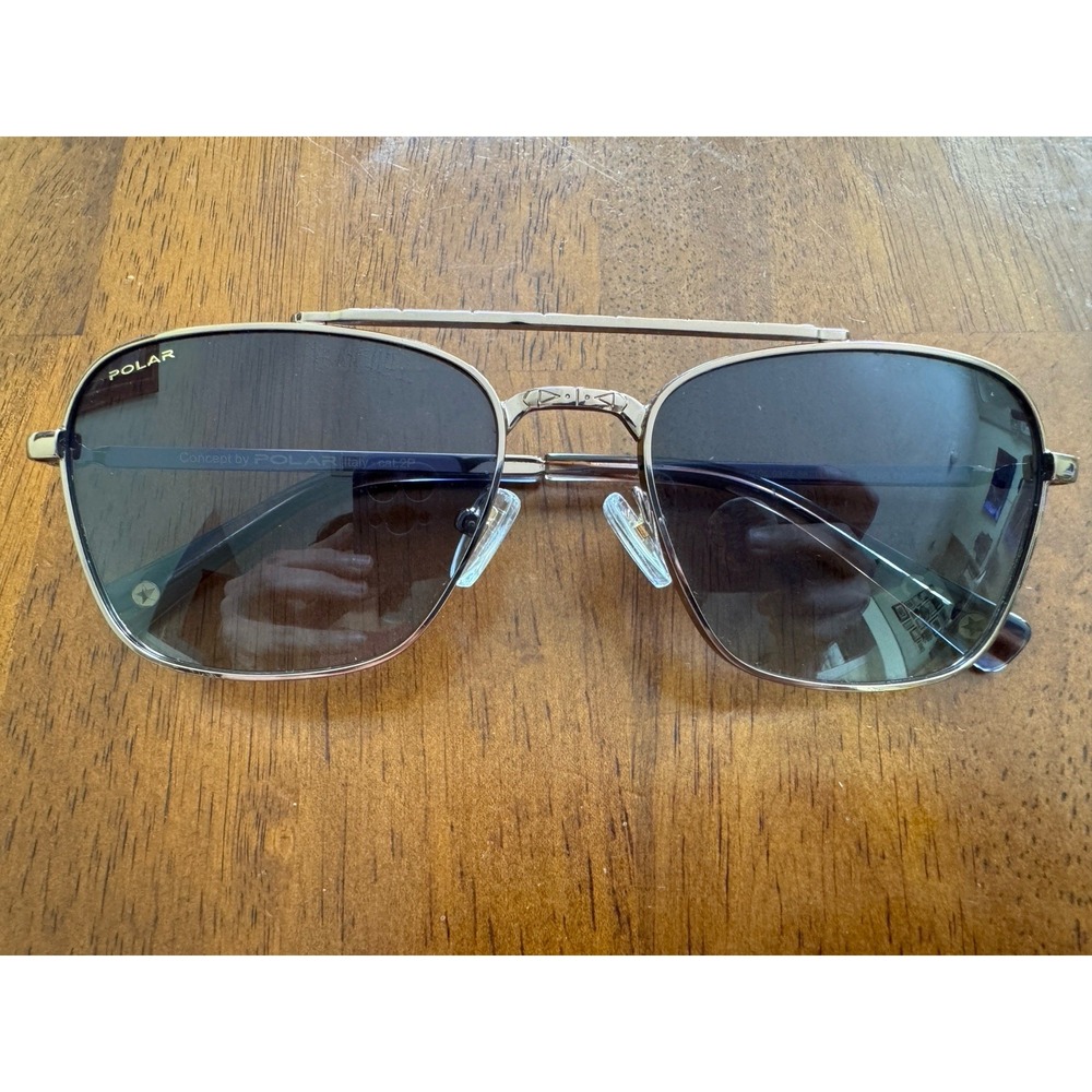 Polar Gold Hayden Sunglasses Copper Frame Square Aviator Gray Lens Polarized